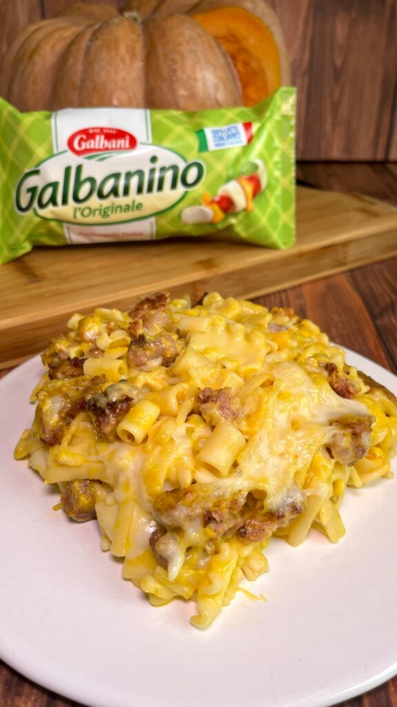 Pasta al forno zucca e salsiccia
